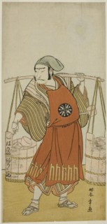 The Actor Nakamura Nakazo I as Nagasaki Kageyuzaemon Disguised as Gorohachi the Sake Se..., c. 1776. Creator: Shunsho.