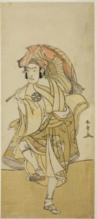 The Actor Nakamura Nakazo I as Onmaya Kisanda Disguised as the Lion Dancer Kakubei in..., c. 1777. Creator: Shunsho.