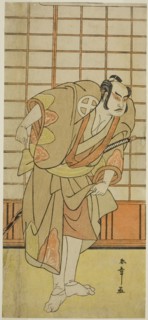 The Actor Otani Hiroji III as Hata no Daizen Taketora Disguised as Shikishima Wakahei..., c. 1784. Creator: Shunsho.