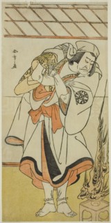 The Actor Nakamura Nakazo I as Chinzei Hachiro Tametomo Disguised as an Ascetic Monk..., c. 1780. Creator: Shunsho.