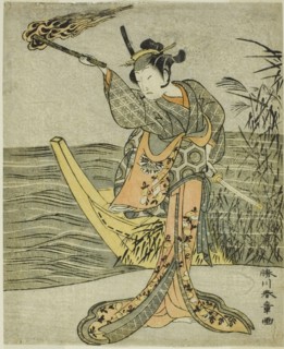 The Actor Nakamura Tomijuro I as Nagoya Osan in the Play Fuki Kaete Tsuki mo Yoshiwa..., c. 1771/72. Creator: Shunsho.