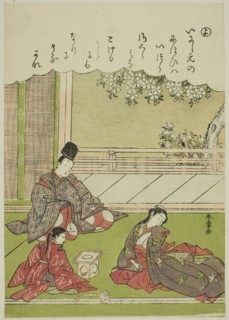 Yo: A Man Meets a Former Lover, now Serving in a Provincial Household, from the seri..., c. 1772/73. Creator: Shunsho.
