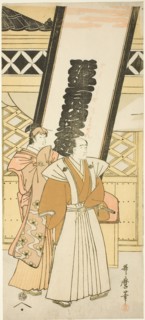 Matsumoto Koshiro IV and Nakayama Tomisaburo, the left hand sheet of a triptych entitle..., c. 1784. Creator: Kitagawa Utamaro.