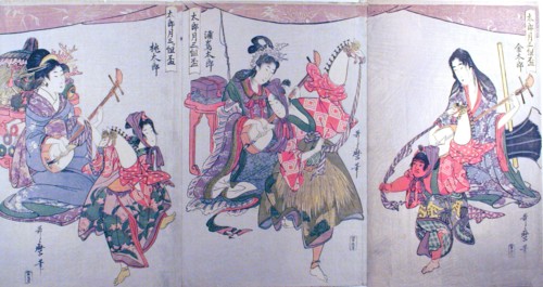 Kintaro, Urashimataro, and Momotaro, from the triptych "Set of Three Sake Cups for the..., c1800/01. Creator: Kitagawa Utamaro.