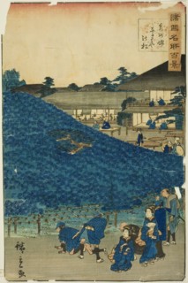 The Naniwaya Pine Tree at Sakai in Izumi Province (Senshu Sakai Naniwaya no matsu), from t..., 1859. Creator: Utagawa Hiroshige II.