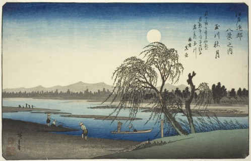 Autumn Moon over Tama River (Tamagawa no shugetsu), from the series "Eight Views in..., c. 1837/38. Creator: Ando Hiroshige.