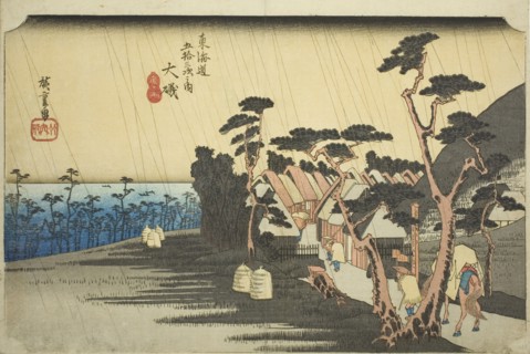 Oiso: Tora's Rain (Oiso, Tora ga ame), from the series "Fifty-three Stations of the..., c. 1833/34. Creator: Ando Hiroshige.