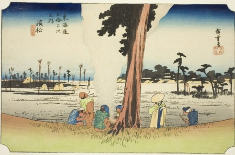 Hamamatsu: Winter Scene (Hamamatsu, fuyugare no zu), from the series "Fifty-three..., c. 1833/34. Creator: Ando Hiroshige.