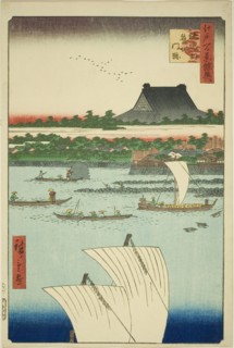Teppozu and Tsukiji Honganji Temple (Teppozu Tsukiji Monzeki), from the series "Supplement..., 1858. Creator: Ando Hiroshige.