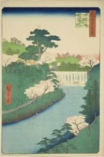The Dam on the Otonashi River at Oji, Commonly Called "The Great Waterfall" (Oji Otonashig..., 1857. Creator: Ando Hiroshige.