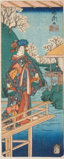 The Mountain Scene from the play Imoseyama (Imoseyama, yama no dan), section of a sheet fr..., 1854. Creator: Ando Hiroshige.