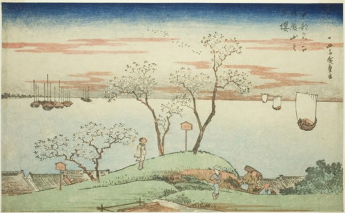 Evening Cherry Blossoms at Goten Hill (Gotenyama no yuzakura), from the series..., c. 1831. Creator: Ando Hiroshige.