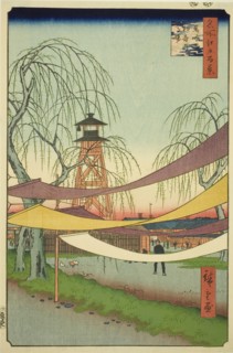 The Hatsune Riding Grounds at Bakuro-cho (Bakuro-cho Hatsune no Baba), from the series..., 1857. Creator: Ando Hiroshige.
