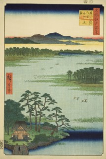 Benten Shrine and Inokashira Pond (Inokashira no ike Benten no yashiro), from the series..., 1856. Creator: Ando Hiroshige.