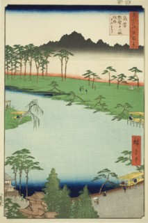 Kumano Junisha Shrine in Tsunohazu, Popularly Known as Juniso (Tsunohazu Kumano Junisha, z..., 1856. Creator: Ando Hiroshige.