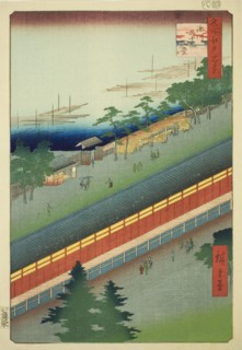 The Hall of Thirty-three Bays at Fukagawa (Fukagawa Sanjusangendo), from the series..., 1857. Creator: Ando Hiroshige.