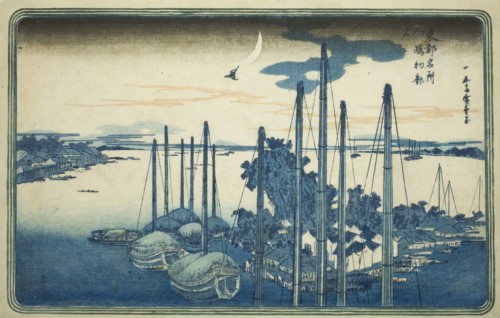 First Cuckoo of the Year at Tsukuda Island (Tsukudajima, hatsu hototogisu), from the..., c. 1831. Creator: Ando Hiroshige.