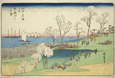 Cherry Blossoms in Full Bloom at Goten Hill (Gotenyama no hanazakari), from the series..., c1832/34. Creator: Ando Hiroshige.