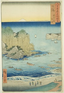 Shimosa Province: Choshi Beach on the Outer Bay (Shimosa, Choshi no hama Toura), from the ..., 1853. Creator: Ando Hiroshige.