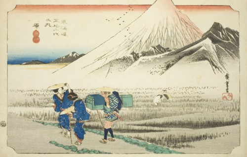 Hara: Mount Fuji in the Morning (Hara, asa no Fuji), from the series "Fifty-three..., c. 1833/34. Creator: Ando Hiroshige.