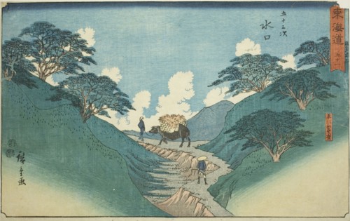 Minakuchi: The Beautiful Pine Trees at Mount Hiramatsu (Minakuchi, Hiramatsuyama bis..., c. 1847/52. Creator: Ando Hiroshige.