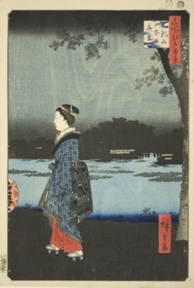 Night View of Matsuchi Hill and the San’ya Canal (Matsuchiyama San’yabori yakei), from the..., 1857. Creator: Ando Hiroshige.