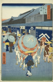 View of Nihonbashi Tori-itchome (Nihonbashi Tori-itchome ryakuzu), from the series "One..., 1858. Creator: Ando Hiroshige.