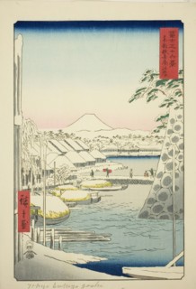 The Riverbank at Sukiya in the Eastern Capital (Toto Sukiyagashi), from the series "Thirty...,1858. Creator: Ando Hiroshige.
