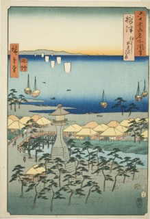 Settsu Province: Idemi Beach at Sumiyoshi (Settsu, Sumiyoshi Idemi no hama), from the seri..., 1853. Creator: Ando Hiroshige.