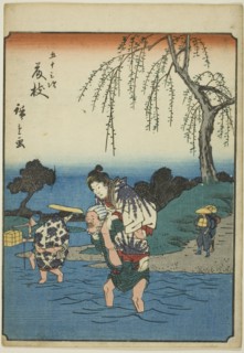 Fujieda, from the series "Fifty-three Stations [of the Tokaido] (Gojusan tsugi)," also...,1852. Creator: Ando Hiroshige.