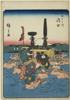 Shimada, from the series "Fifty-three Stations [of the Tokaido] (Gojusan tsugi)," also..., 1852. Creator: Ando Hiroshige.