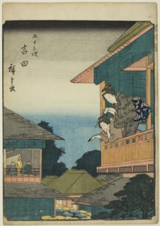 Yoshida, from the series "Fifty-three Stations [of the Tokaido] (Gojusan tsugi)," also...,1852. Creator: Ando Hiroshige.