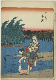 Okazaki, from the series "Fifty-three Stations [of the Tokaido] (Gojusan tsugi)," also...,1852. Creator: Ando Hiroshige.