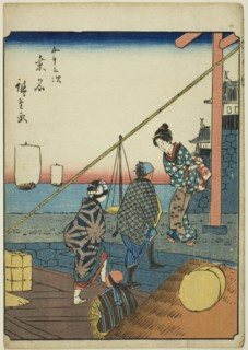 Kuwana, from the series "Fifty-three Stations [of the Tokaido] (Gojusan tsugi)," also known...,1852. Creator: Ando Hiroshige.
