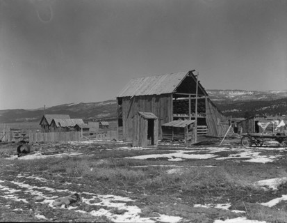 Farm buildings in the purchase area, Widtsoe, Utah, 1936. Creator: Dorothea Lange.