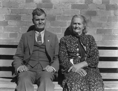 Latter Day Saints portrait group dressed in their Sunday clothes, 1936. Creator: Dorothea Lange.