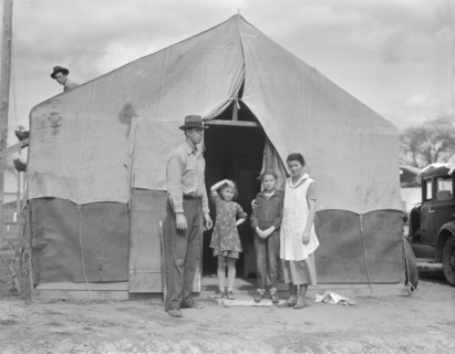 Migrant family in Kern County, California, 1936. Creator: Dorothea Lange.