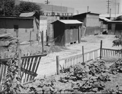 Homes of Mexican field laborers, a street in Brawley, Imperial Valley, California, 1935. Creator: Dorothea Lange.