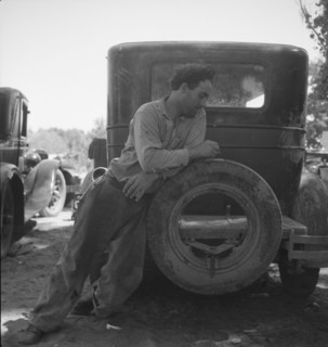 Migrant agricultural worker in Marysville migrant camp, California, 1935. Creator: Dorothea Lange.