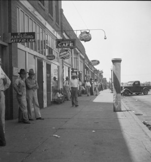 Main street during 1936 drought, Sallisaw, Sequoyah County, Oklahoma, 1936. Creator: Dorothea Lange.