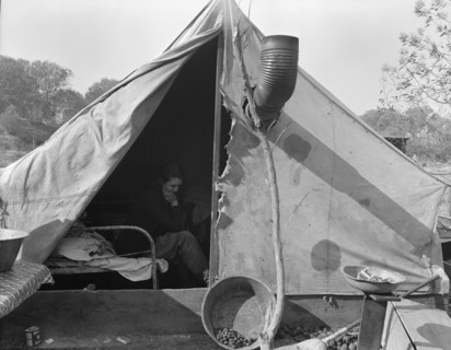 Home of Tennessee family of seven, now migratory workers..., outside of Sacramento, California, 1936 Creator: Dorothea Lange.