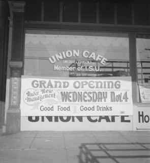 Opening of union café, Oakland, California, 1936. Creator: Dorothea Lange.