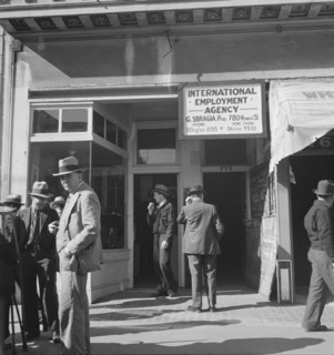 Employment agency on Howard Street, San Francisco, California, 1937. Creator: Dorothea Lange.
