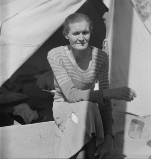 Dust bowl refugee from Chickasaw, Oklahoma, Imperial Valley, California, 1937. Creator: Dorothea Lange.