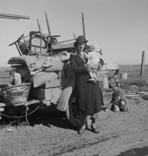 Missouri family of five, seven months from the drought area, 1937. Creator: Dorothea Lange.