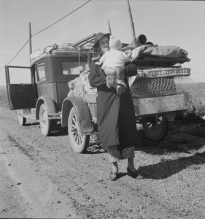 Missouri family...seven months from the drought area, 1937. Creator: Dorothea Lange.