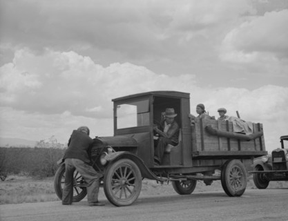 Oklahoma drought refugees stalled on highway near Lordsburg, New Mexico, 1937. Creator: Dorothea Lange.