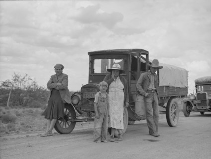 Oklahoma drought refugees stalled on highway near Lordsburg, New Mexico, 1937. Creator: Dorothea Lange.
