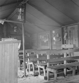 Assembly of God in tent by the roadside, Cache County, Oklahoma, 1937. Creator: Dorothea Lange.