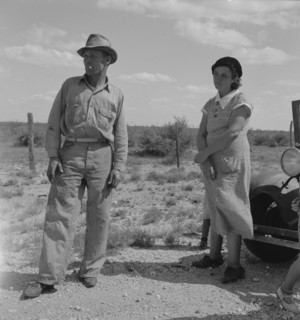 Migrant oil worker and wife near Odessa, Texas, 1937. Creator: Dorothea Lange.